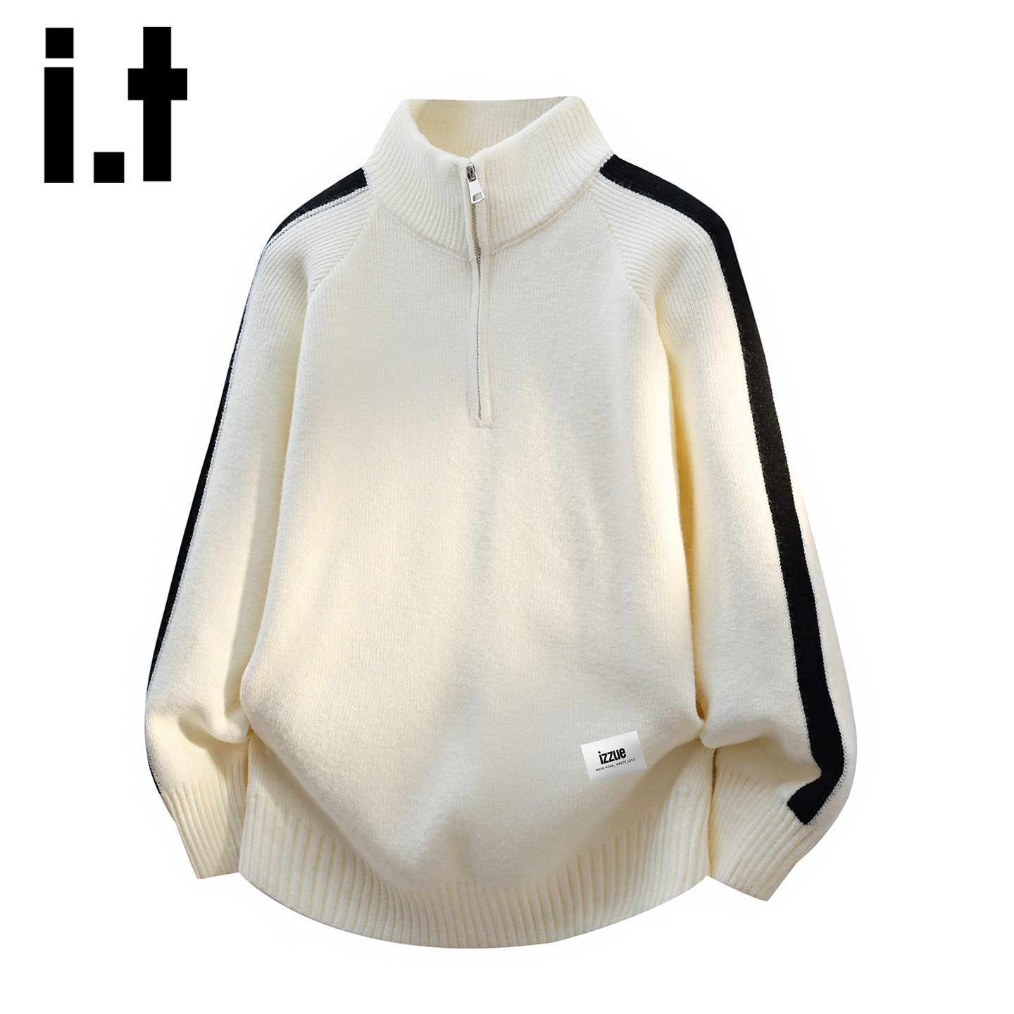 itizzue美式秋冬款半拉链毛衣男