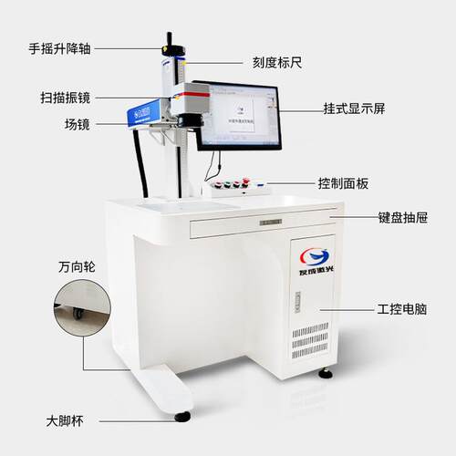 现字货供刻应20w铝合金不锈打钢金属LogoYCJB-011二维码光纤激光