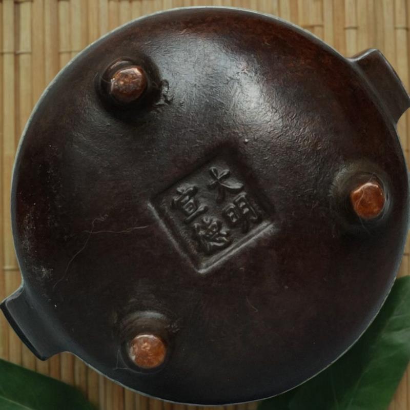 复古香炉官帽耳三足鼎炉纯铜宣德炉摆件家用供奉室内一柱香把玩件