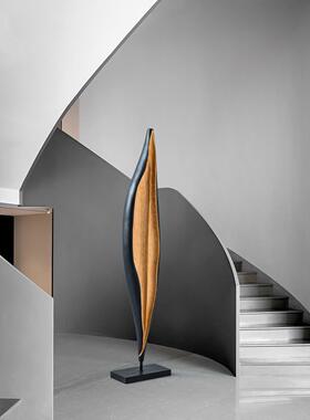 创意抽象木雕工艺酒店样板间玄关装饰落地摆件门店橱窗雕塑艺术品