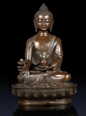 铜艺铺纯铜佛像摆件铜三宝佛释迦摩尼阿弥陀佛药师佛尼泊尔三世佛