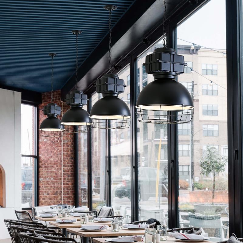 覆古工业风吊灯创意咖啡饭厅服装火锅店设计师个性铸铝带网罩单头