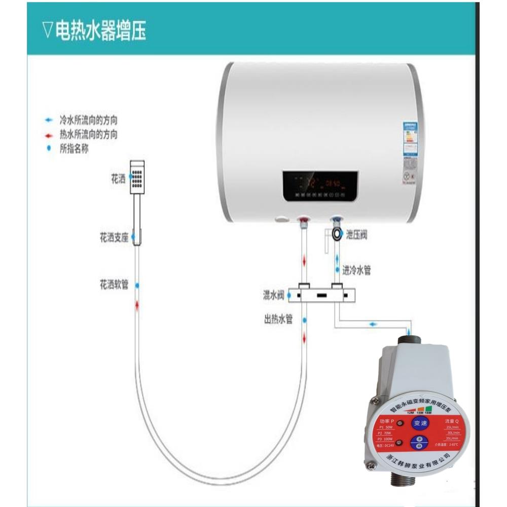 24v热水器家用静音专自来吸电淋浴增压泵永磁燃气全自动太阳智能