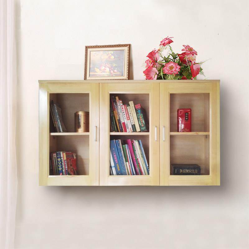 玻璃门吊柜实木挂墙书柜置物柜壁挂式墙上书架松木文件柜上翻开,住宅家具,单个书柜,淘宝优惠券,粉丝福利购,淘宝优惠卷