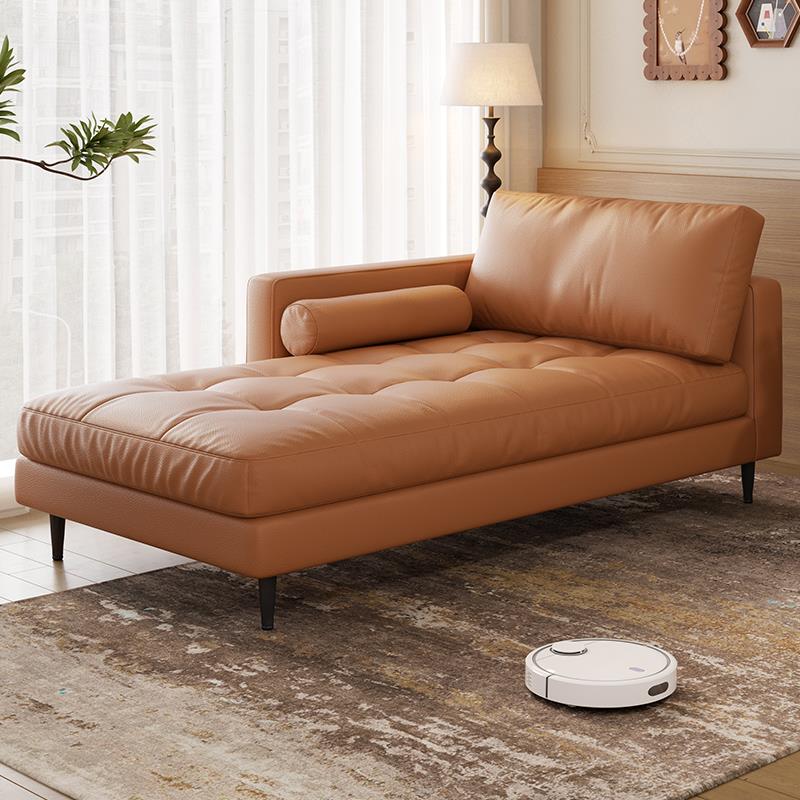 意式极简客厅小户型懒人贵妃椅休闲卧室床边单人贵妃躺椅皮艺沙发