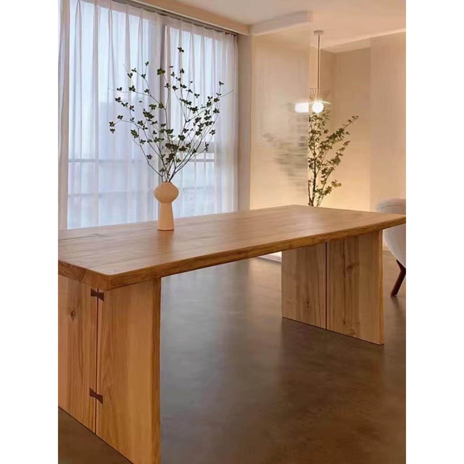 北欧全实木餐桌原木工作台白蜡木大板长桌家用长方形书桌办公桌