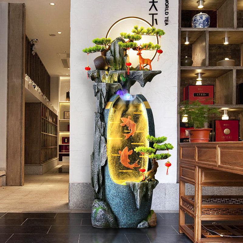 假山流水喷泉落地摆件客厅玄关装饰招财风水轮茶室店铺开业开店礼