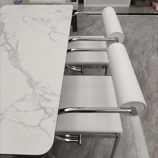 中古轻奢设计师餐厅餐椅高级感不锈钢椅子极简家用创意靠背单人椅