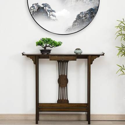 实木玄关桌现代简约靠墙超窄条几入户端景台装饰条案新中式玄关柜