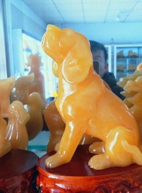 精雕米黄玉狗十二生肖狗牛虎兔龙蛇马羊猴鸡客厅玄关装饰工艺摆件