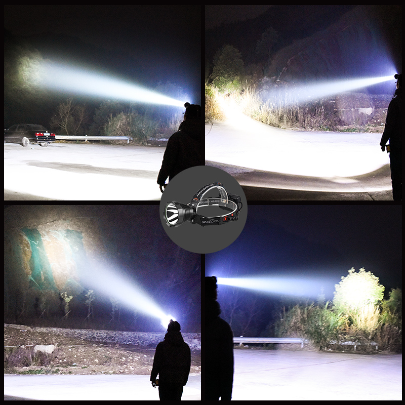 led锂电头灯强光充电超亮远射头戴式电筒夜钓鱼户外氙气矿灯