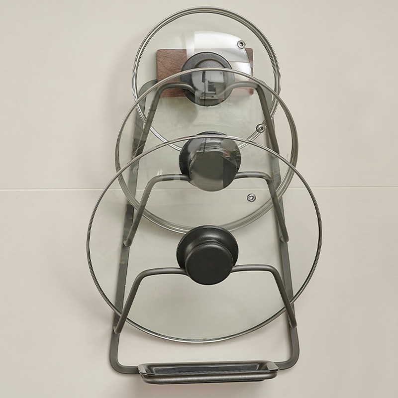 胡桃木厨房锅盖架多功能放置器壁挂式置物架免打孔砧板菜板收纳架