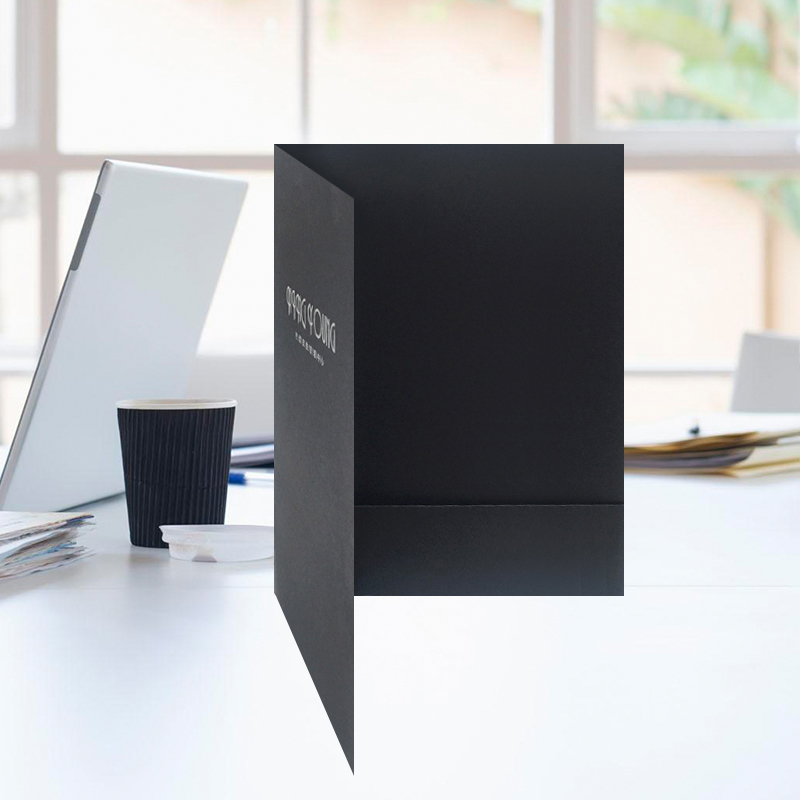 a4文件夹纸质封套烫金定制封面合同签约黑色简历夹插页朗诵稿资料