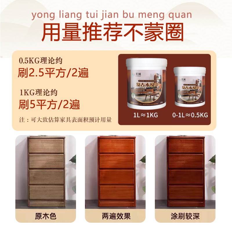莱硕木纹漆家用胡桃色木漆木门实木地板家具翻新木器漆油漆漆