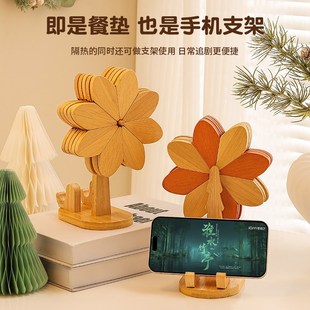 高级感风车隔热垫餐桌创意木质防烫锅垫杯垫碗垫家居好物玄关摆件