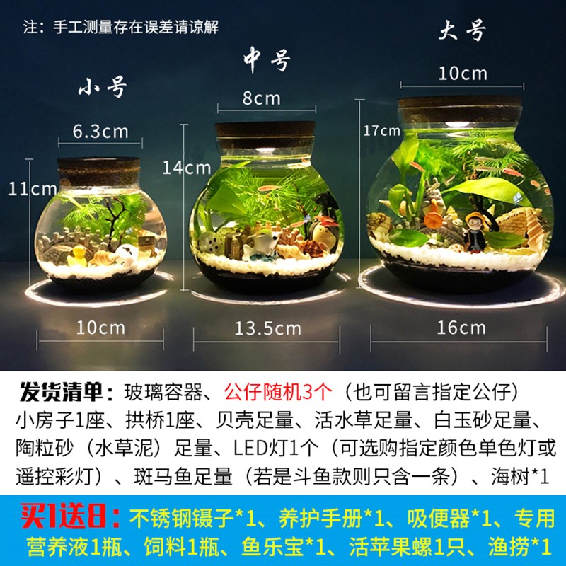 生态瓶微景观水族箱造景斗鱼缸办公桌面客厅玻璃鱼缸生态球微景观