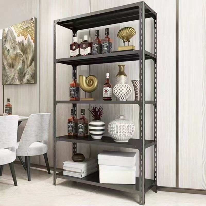 25宽黑色货架多层置物架角钢家用仓储储物架落地货物阳台收纳架子