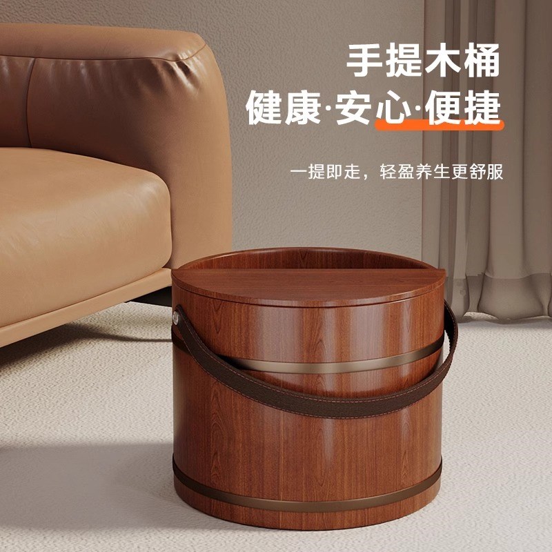 手提泡脚桶木桶泡脚木桶香柏木洗泡脚盆过小腿家用实木新洗脚盆款