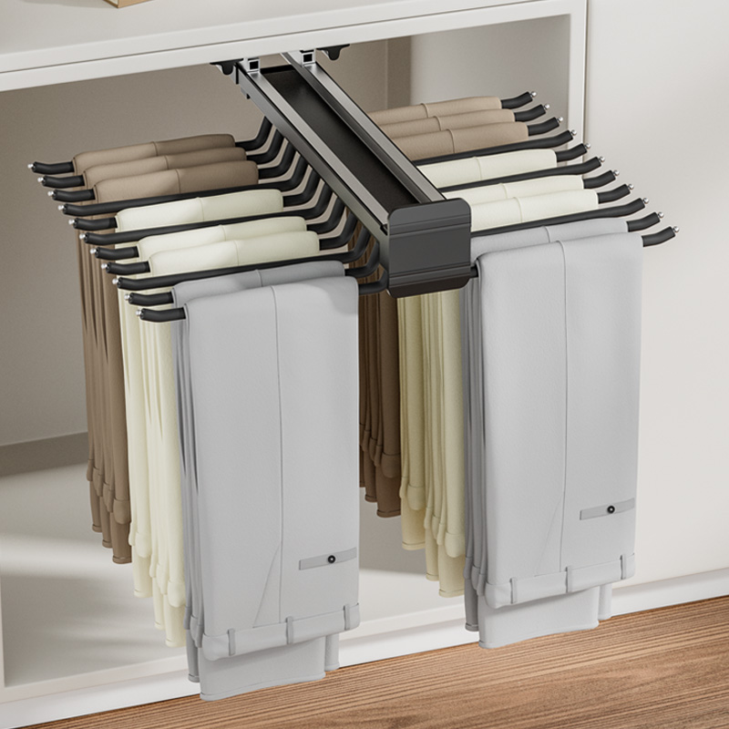 侧装裤架衣柜家用伸缩裤抽推拉多功能抽拉式顶装挂裤子架柜内五金