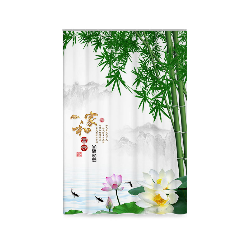 中式门帘柜子遮挡帘滑轨式杂物遮丑布衣柜书架防尘帘免打孔挂帘子