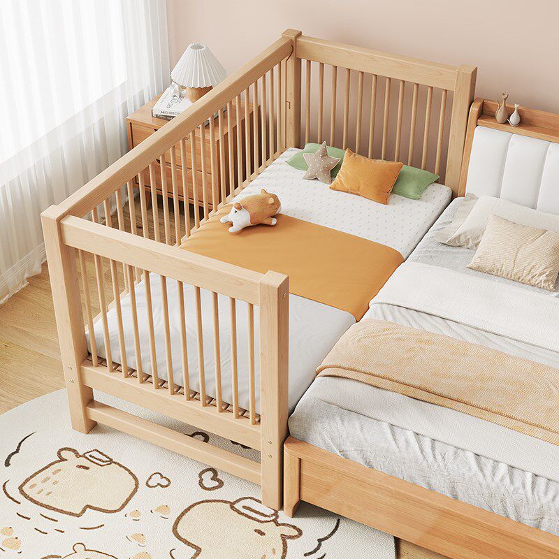 儿童拼接床高低可调婴儿实木加宽床大人可睡定制可升降围栏榉木床,住宅家具,儿童拼接床,淘宝优惠券,粉丝福利购,淘宝优惠卷