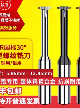 RL 钨钢T型螺纹铣刀硬质合金TR国标30度泛用螺纹铣刀TR16 TR22