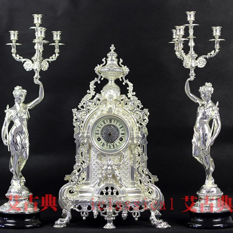 机械座钟 软装饰品 欧式座钟美式座钟 烛台银色 奢华经典新品,家居饰品,座钟,淘宝优惠券,粉丝福利购,淘宝优惠卷