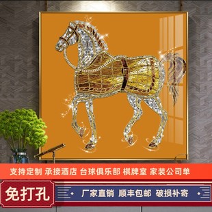 玄关装饰画晶瓷画挂画现代餐厅瓷板水晶正方形背景墙马画卧室客厅