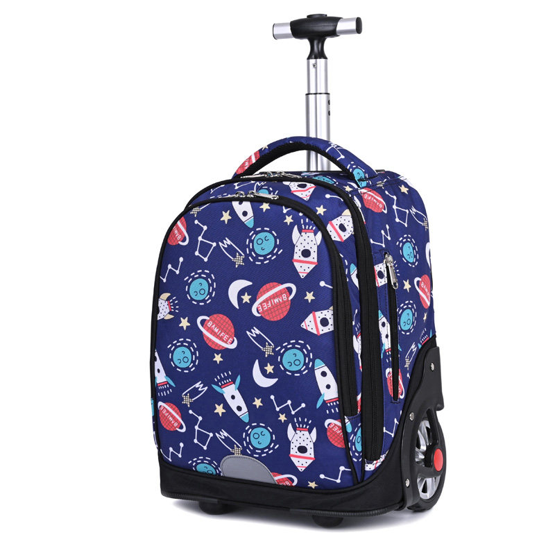 儿童拉杆书包中小学生男孩1-4年级男童防水爬楼大容量拉杆箱背包