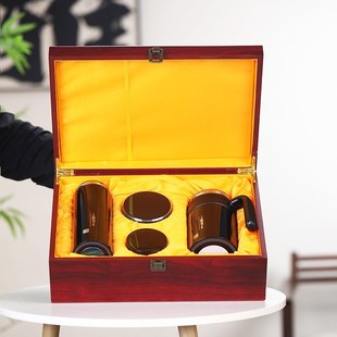 宜兴全紫砂内胆保温杯带手柄男士送父母老师礼品退休LOGO刻字