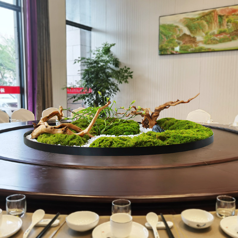 酒店餐桌中间转盘枯景摆件新中式真花造景装饰大圆桌花艺沙盘,家居饰品,餐桌花艺,淘宝优惠券,粉丝福利购,淘宝优惠卷
