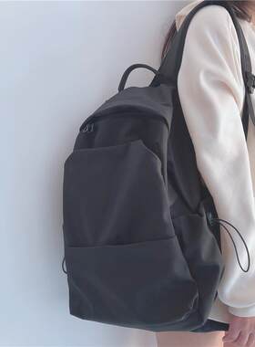 森系大容量纯f色电脑双肩包女韩版百搭书包男高中青年背包女大学
