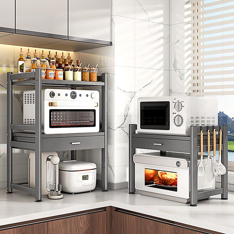 带抽屉微波炉置物架厨房台面烤箱收纳架多功能烤箱空气炸架储物架,厨房/烹饪用具,微波炉置物架,淘宝优惠券,粉丝福利购,淘宝优惠卷