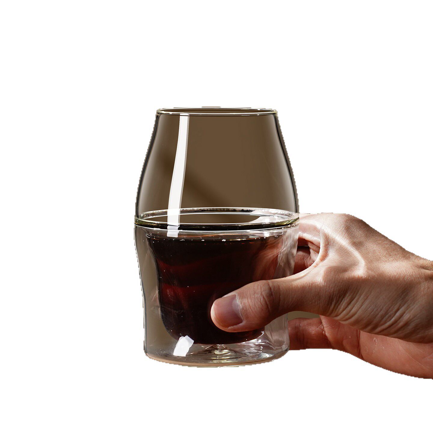 下侧面双层玻璃异形隔热咖啡杯