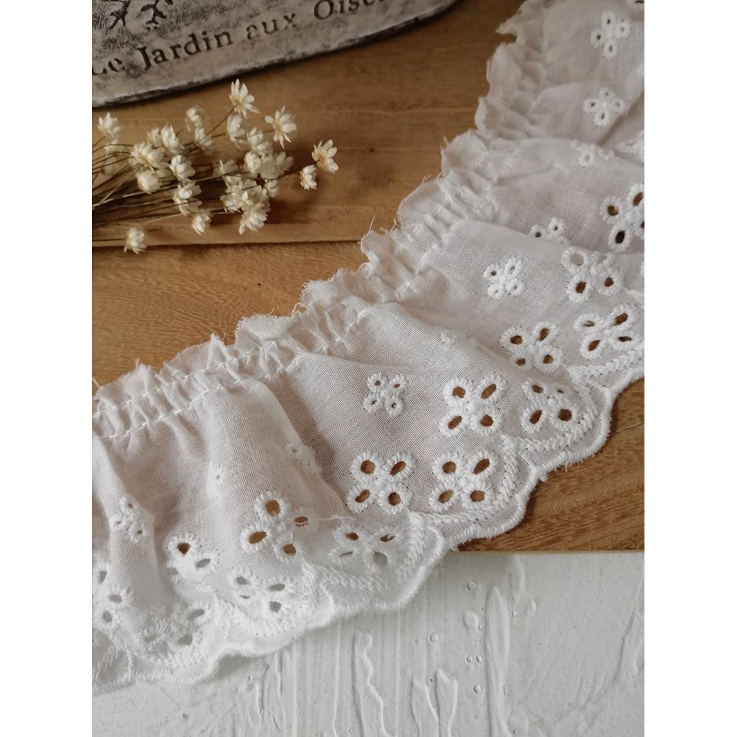 纯棉刺绣白色蕾丝花边辅料裙子下摆领口袖口棉布diy手工材料装饰