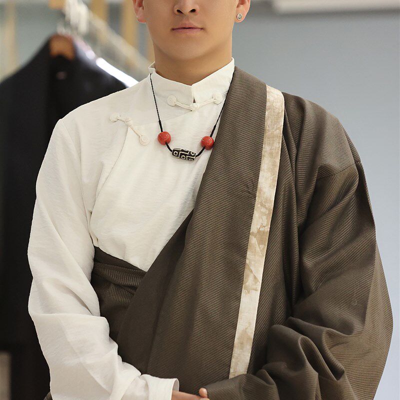 藏装男夏藏服男士传统藏袍康装新款藏族服饰西藏服民族风春款拼色