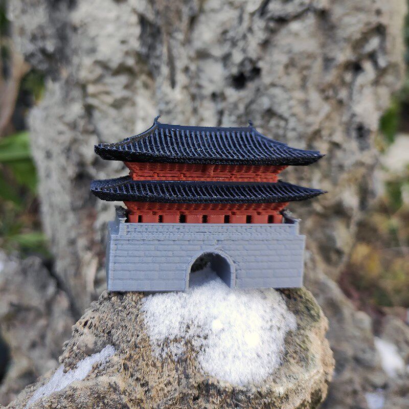 城楼中式古建筑假山造景s小摆件水陆鱼缸鱼池盆景植物生态瓶微景