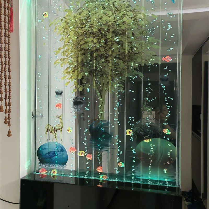 水幕字画款屏风定制客餐厅玄关卫生间半墙水幕墙网红隔断气泡墙,家居饰品,流水摆件,淘宝优惠券,粉丝福利购,淘宝优惠卷