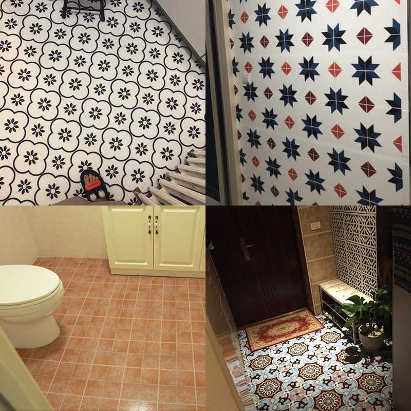 地板贴装饰墙贴防水自粘墙纸瓷砖贴纸厨房卫生间客厅壁纸自粘地贴