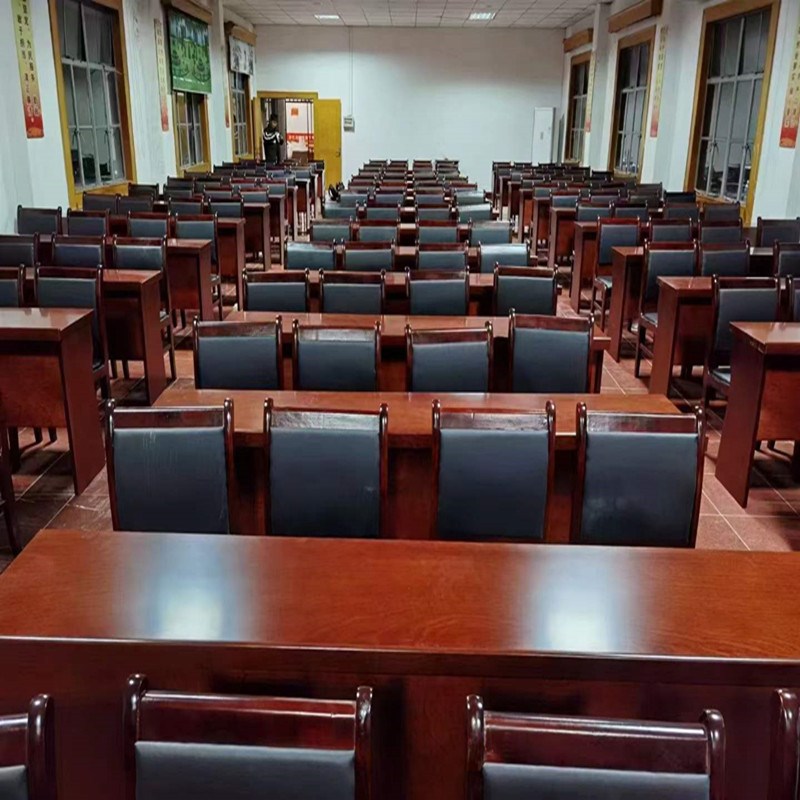 会议室桌椅组合双人油漆实木皮会议桌培训L机构教室长条桌型培训