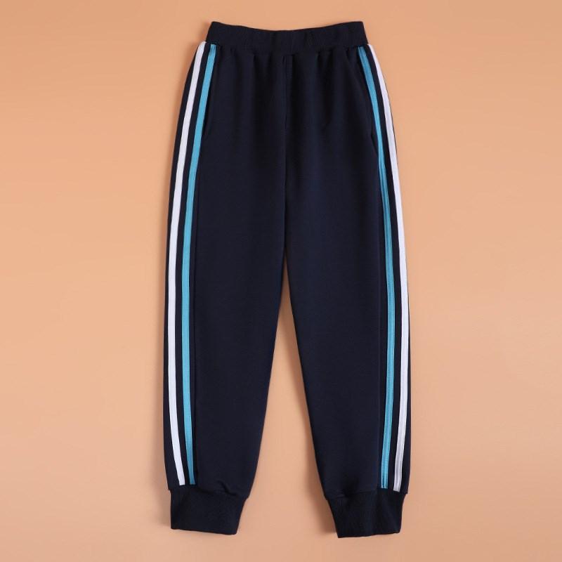 儿童校服裤单裤加绒裤蓝白两条杠藏蓝色运动裤校裤130-200