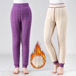 贴身内穿德绒打底 宽A松三层加厚棉裤 秋冬加绒保暖裤 女中青年大码