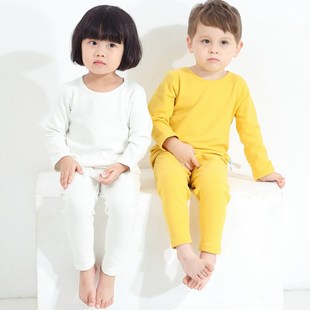 小童保暖内衣套装a类纯棉家居服男宝宝秋冬加绒无骨打底衫女婴儿