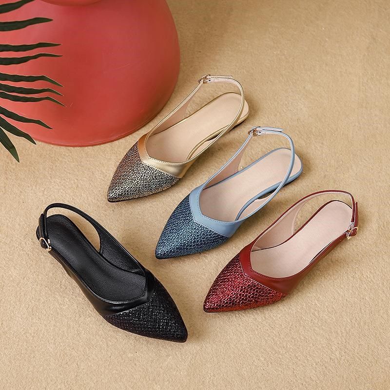 凉鞋女2025春款包头一字带优雅仙女尖头百搭女士平底半拖鞋潮,女鞋,浅口单鞋,淘宝优惠券,粉丝福利购,淘宝优惠卷