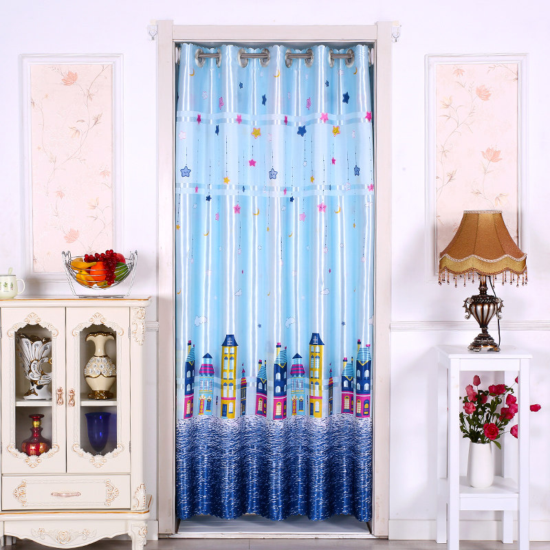门帘布艺遮光帘隔断帘免打孔空调帘卧室客厅装饰长款挡风布帘家用