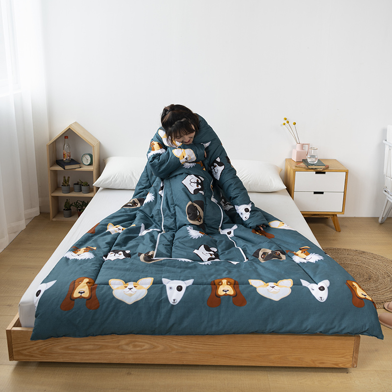 多功能加厚懒人抱枕被办公午休可穿带袖子护肩保暖儿童防踢被车载