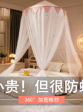 E单人特大吸顶蚊帐帐篷挂钩宫廷蚊帐无支架吊挂圆顶式单门双层床