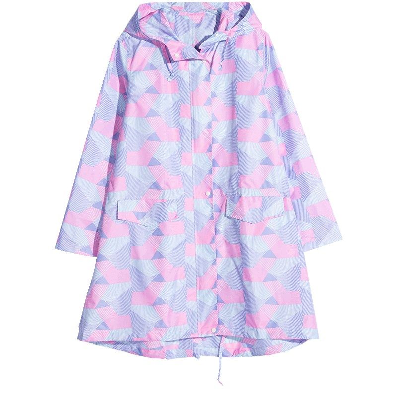 新款时尚成人女雨衣薄款清新几何风衣式防水服漂流徒步防大雨暴雨