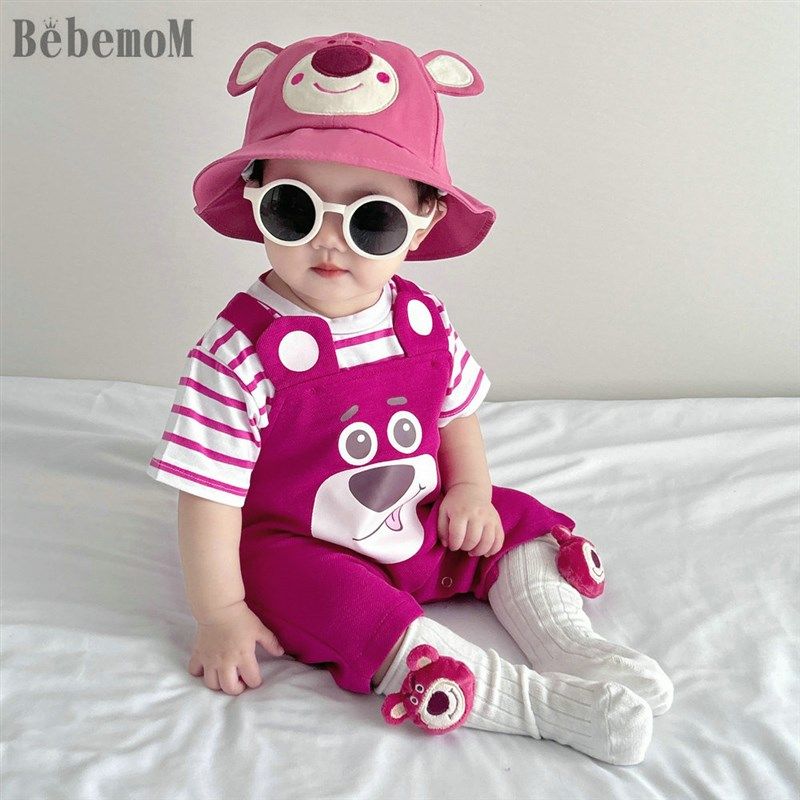 韩版男女宝宝套装夏装新款婴儿背带裤两件套小童套装洋气潮