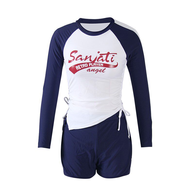 泳衣女款夏分体保守长袖运动学生微胖女孩遮肉高级感2024新款泳装